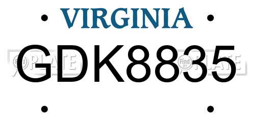GDK8835 Virginia License Plate