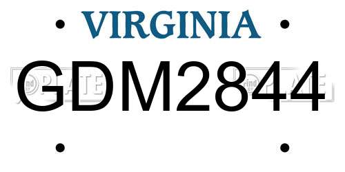 GDM2844 Virginia License Plate