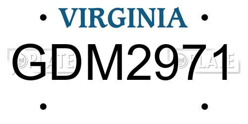 GDM2971 Virginia License Plate