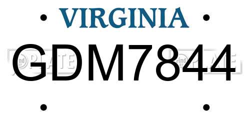 GDM7844 Virginia License Plate