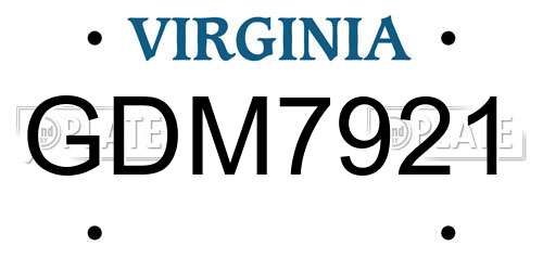 GDM7921 Virginia License Plate