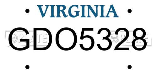 GDO5328 Virginia License Plate
