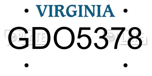 GDO5378 Virginia License Plate