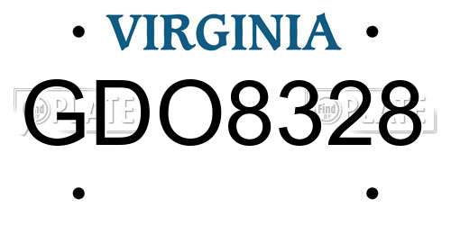 GDO8328 Virginia License Plate