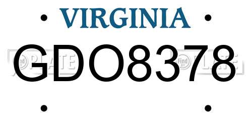 GDO8378 Virginia License Plate