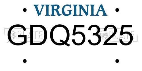GDQ5325 Virginia License Plate