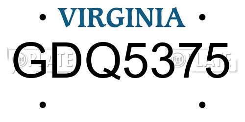 GDQ5375 Virginia License Plate