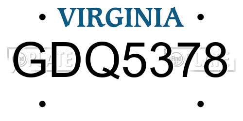 GDQ5378 Virginia License Plate