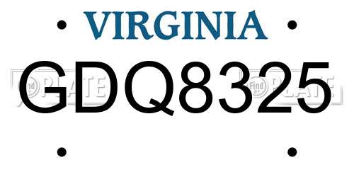 GDQ8325 Virginia License Plate