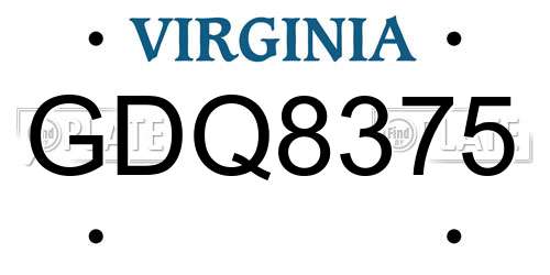 GDQ8375 Virginia License Plate
