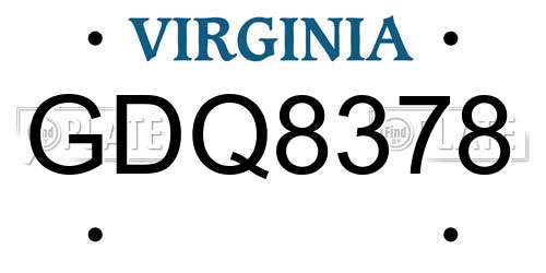 GDQ8378 Virginia License Plate