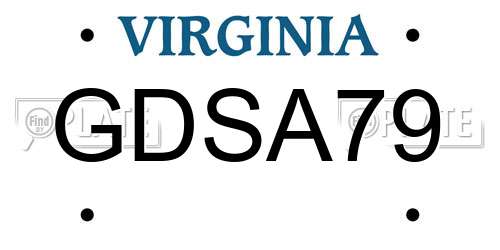 GDSA79 Virginia License Plate