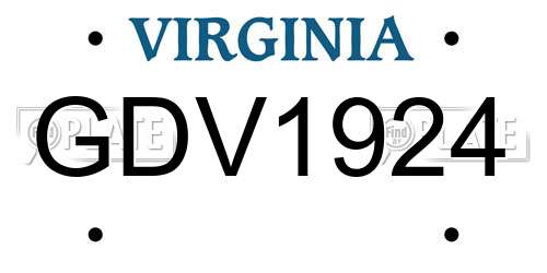 GDV1924 Virginia License Plate