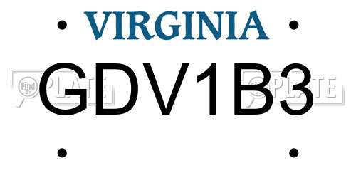 GDV1B3 Virginia License Plate