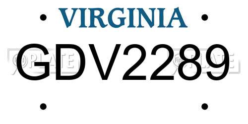 GDV2289 Virginia License Plate