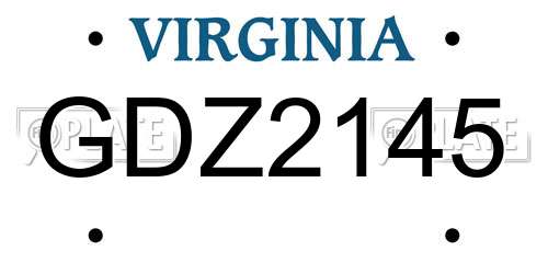 GDZ2145 Virginia License Plate