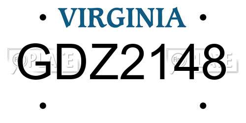 GDZ2148 Virginia License Plate