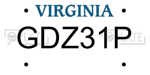 GDZ31P Virginia License Plate