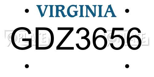 GDZ3656 Virginia License Plate