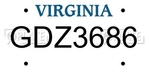 GDZ3686 Virginia License Plate