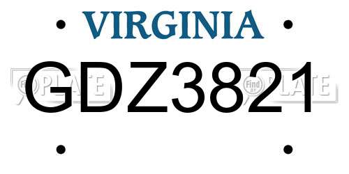 GDZ3821 Virginia License Plate