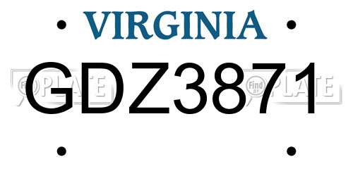 GDZ3871 Virginia License Plate