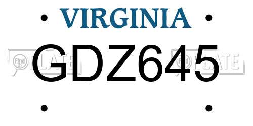 GDZ645 Virginia License Plate