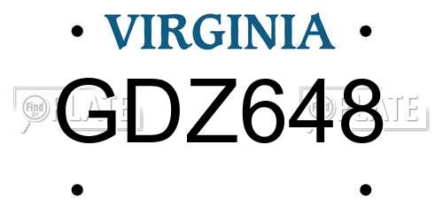GDZ648 Virginia License Plate