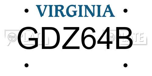 GDZ64B Virginia License Plate