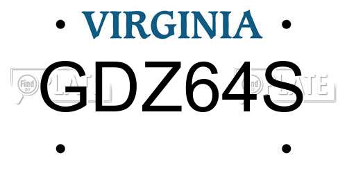 GDZ64S Virginia License Plate