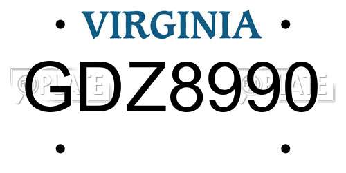GDZ8990 Virginia License Plate