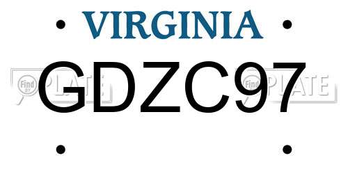 GDZC97 Virginia License Plate