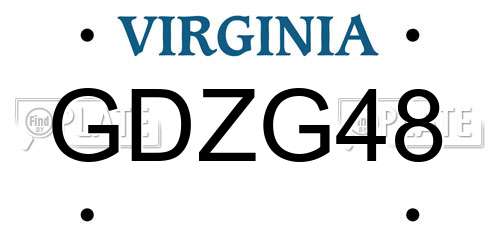 GDZG48 Virginia License Plate