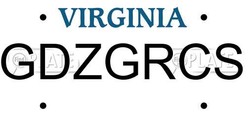GDZGRCS Virginia License Plate