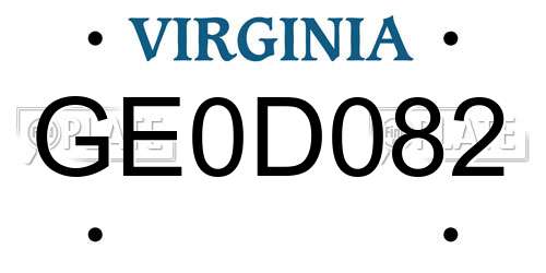 GE0D082 Virginia License Plate
