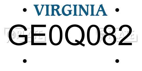 GE0Q082 Virginia License Plate