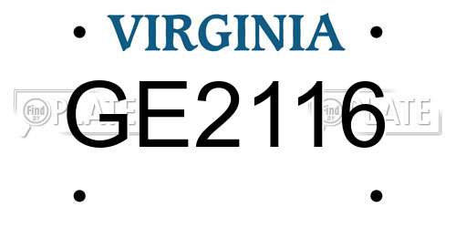 GE2116 Virginia License Plate