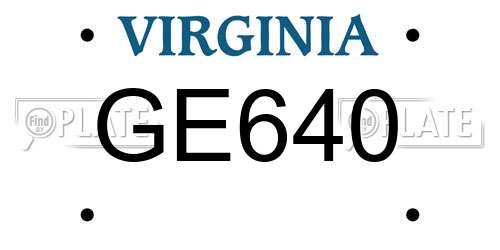 GE640 Virginia License Plate