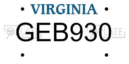 GEB930 Virginia License Plate