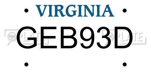 GEB93D Virginia License Plate