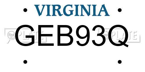 GEB93Q Virginia License Plate