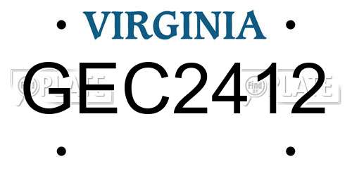 GEC2412 Virginia License Plate