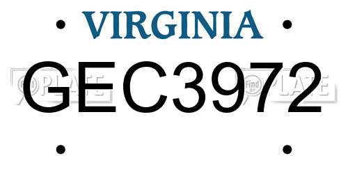 GEC3972 Virginia License Plate