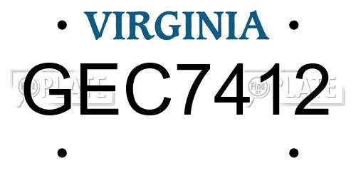 GEC7412 Virginia License Plate