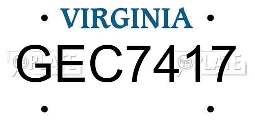GEC7417 Virginia License Plate
