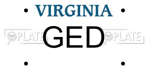 GED Virginia License Plate