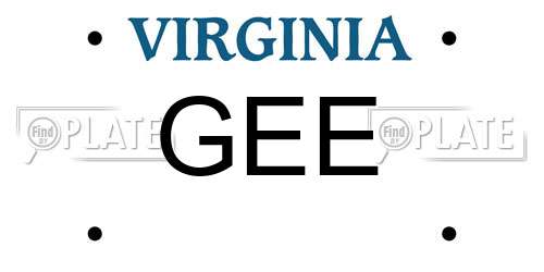 GEE Virginia License Plate