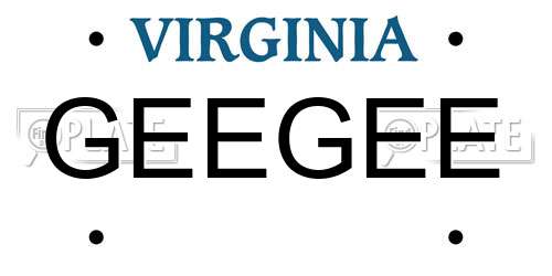 GEEGEE Virginia License Plate