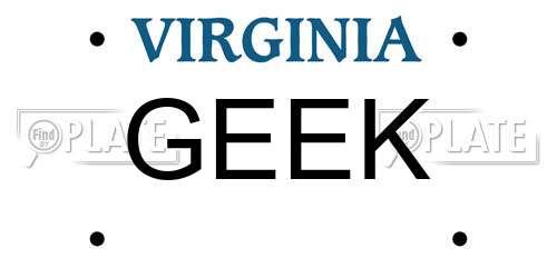 GEEK Virginia License Plate