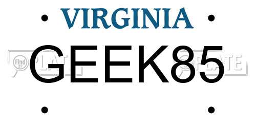 GEEK85 Virginia License Plate